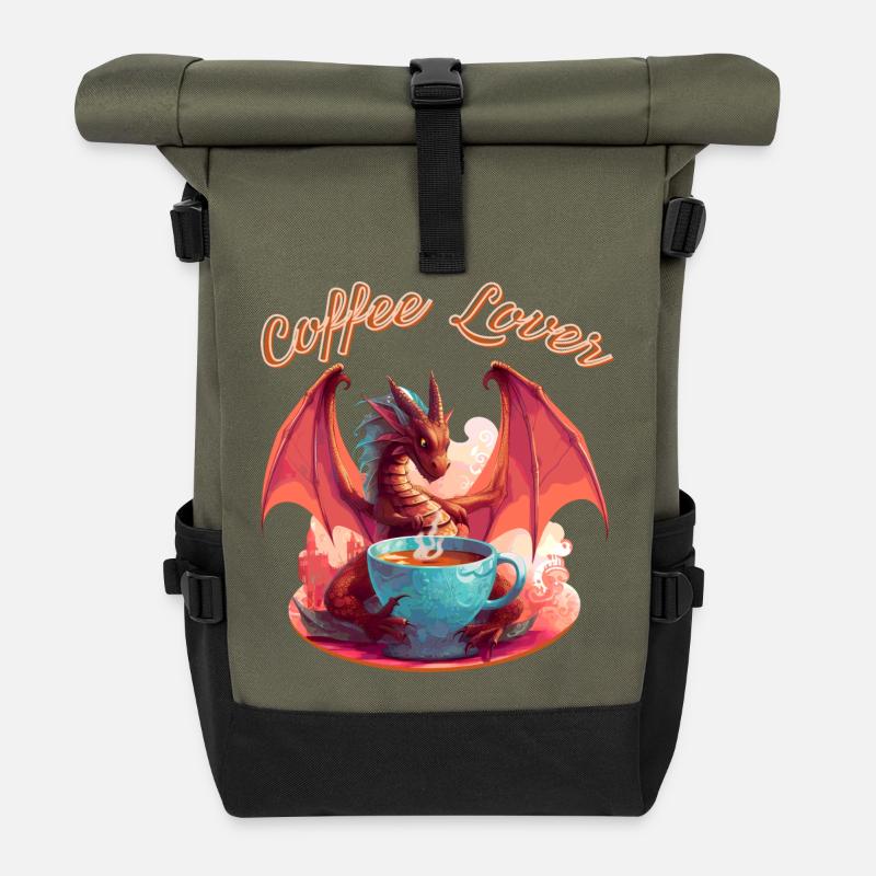 Dragon Coffee Lover - Rolltop Rucksack - Olive/Schwarz