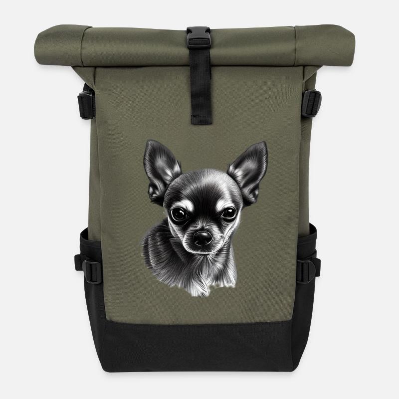 Such a cute Chihuahua - Roll Top Backpack - olive/black
