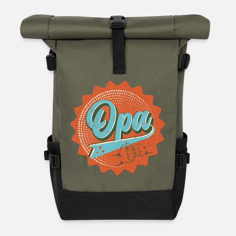 Opa retro - Rolltop Rucksack - Olive/Schwarz