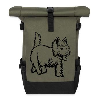 West Highland Terrier - Rolltop Rucksack - Olive/Schwarz - Vorne