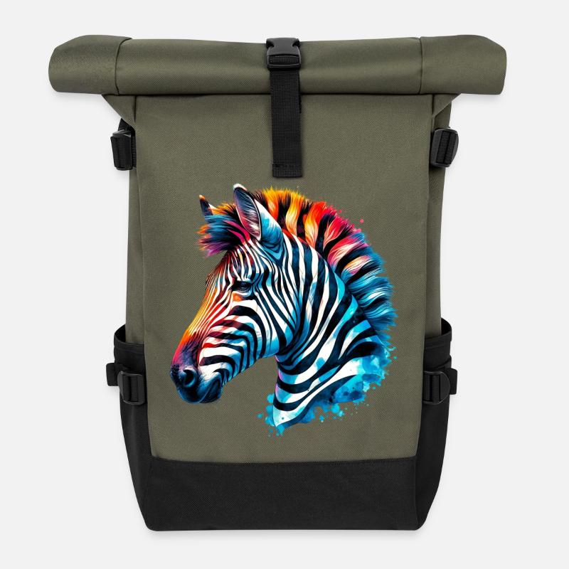 Zèbre - Sac à dos roll top - olive/noir
