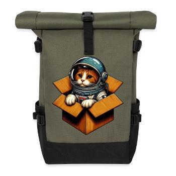 Astronaut Katze - Rolltop Rucksack - Olive/Schwarz - Vorne