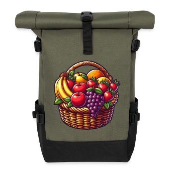 Tropical Fruit Basket - Roll Top Backpack - olive/black - Front