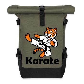Karate Tiger - Roll Top Backpack - olive/black - Front