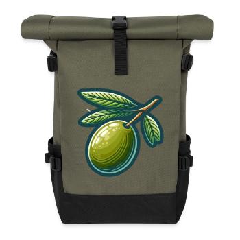 Olive branch pattern for natural clothing - Roll Top Backpack - olive/black - Front