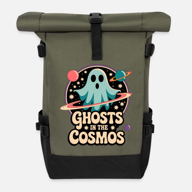 Geister im Kosmos Space Design - Rolltop Rucksack - Olive/Schwarz