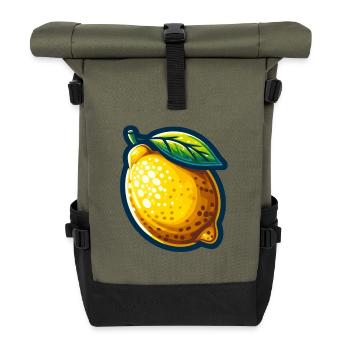 Lebendige Zitrone - Rolltop Rucksack - Olive/Schwarz - Vorne