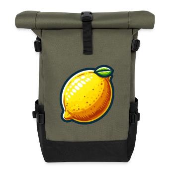 Zitrone Freudige Karikatur Gelb - Rolltop Rucksack - Olive/Schwarz - Vorne
