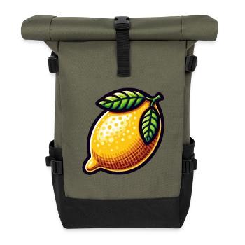 Zitrone Kunst Illustration - Rolltop Rucksack - Olive/Schwarz - Vorne