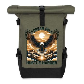 Eagel - Dream big Hustle Harder - Adler - Roll Top Backpack - olive/black - Front