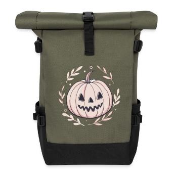 Citrouille rose Halloween délicat - Sac à dos roll top - olive/noir - Devant
