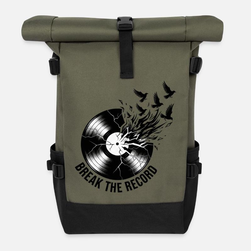 Break_the_Record - Sac à dos roll top - olive/noir