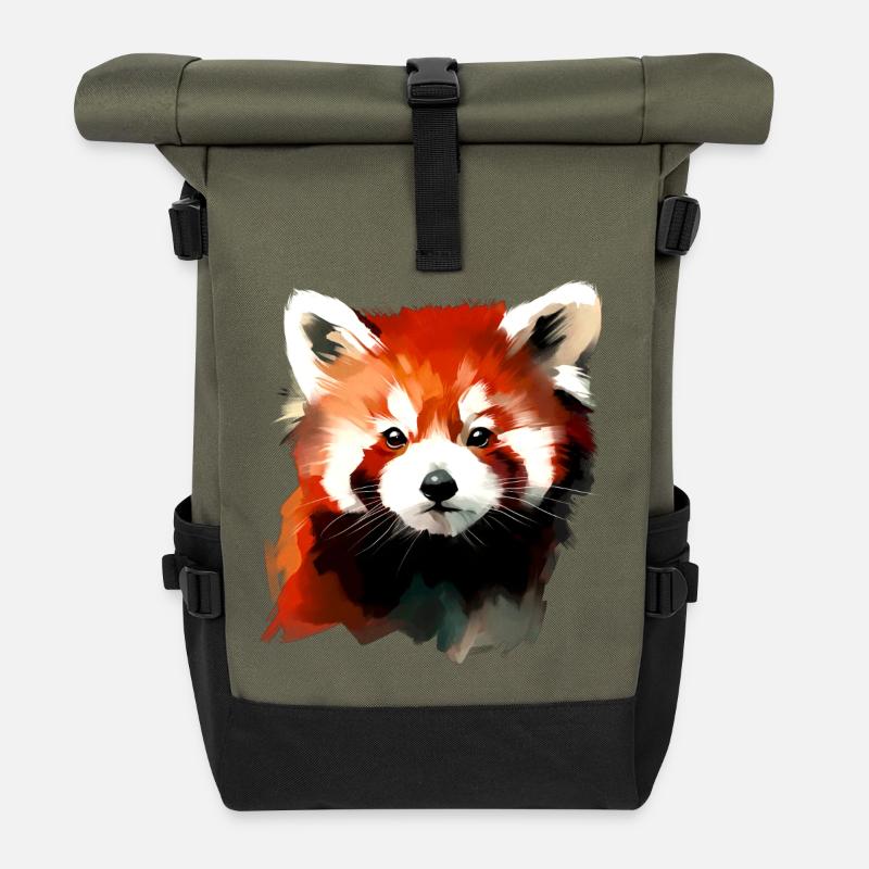 petit panda - Sac à dos roll top - olive/noir