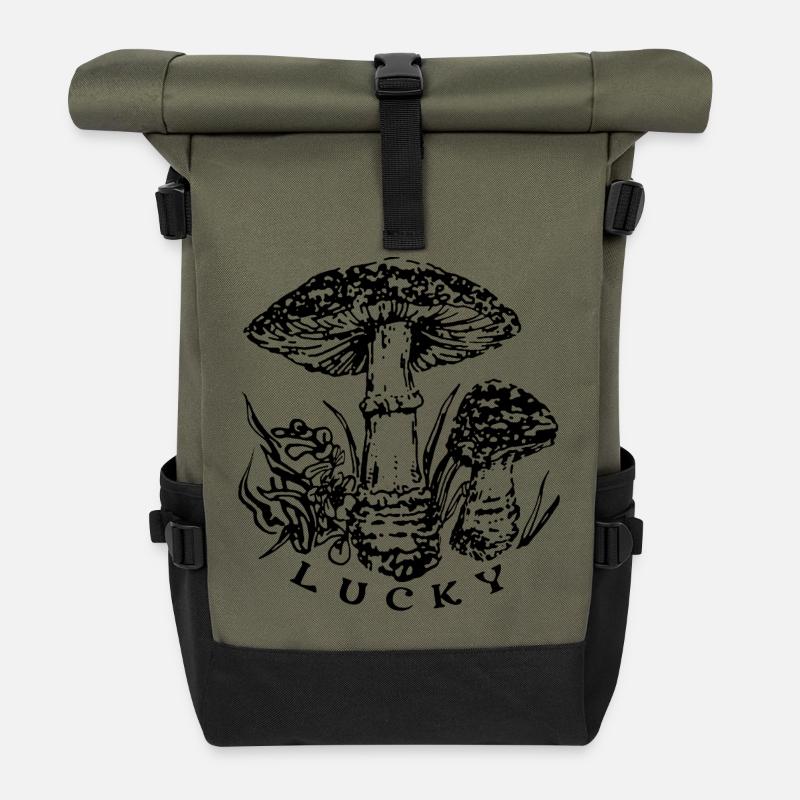 GLÜCKLICH - Rolltop Rucksack - Olive/Schwarz