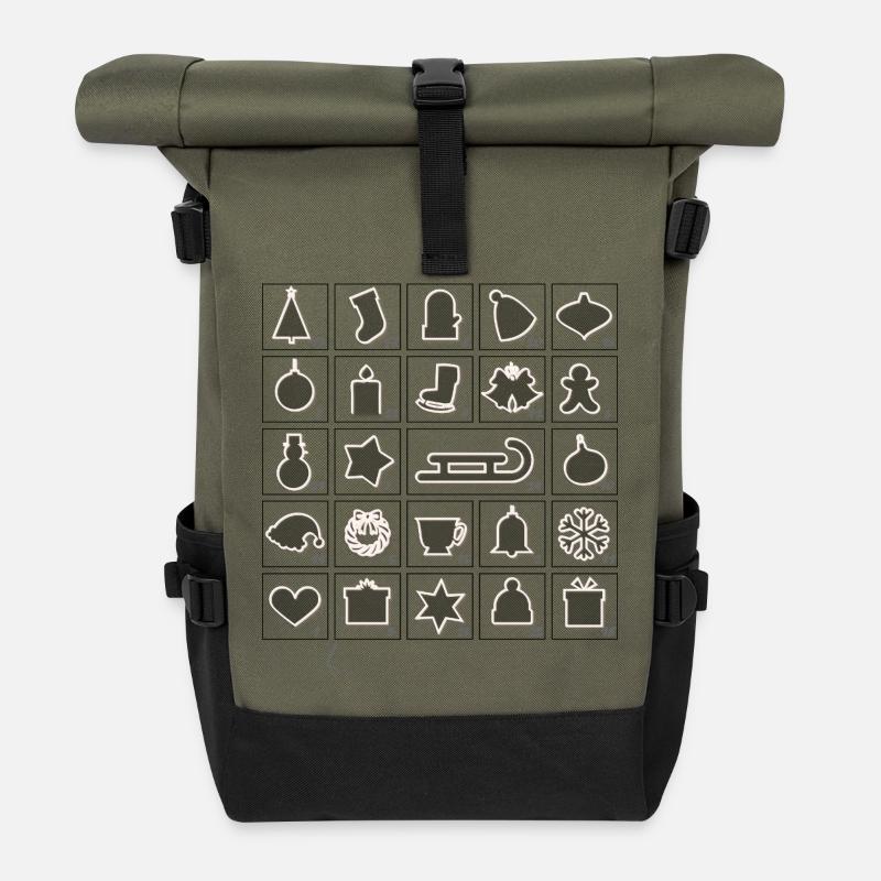 Advent calendar (cut out the door) - Roll Top Backpack - olive/black