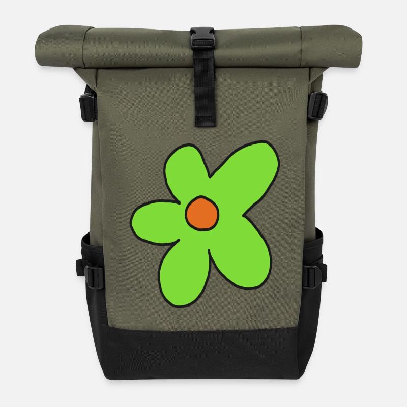 Limettenblumen-Pop-Kunst - Rolltop Rucksack - Olive/Schwarz