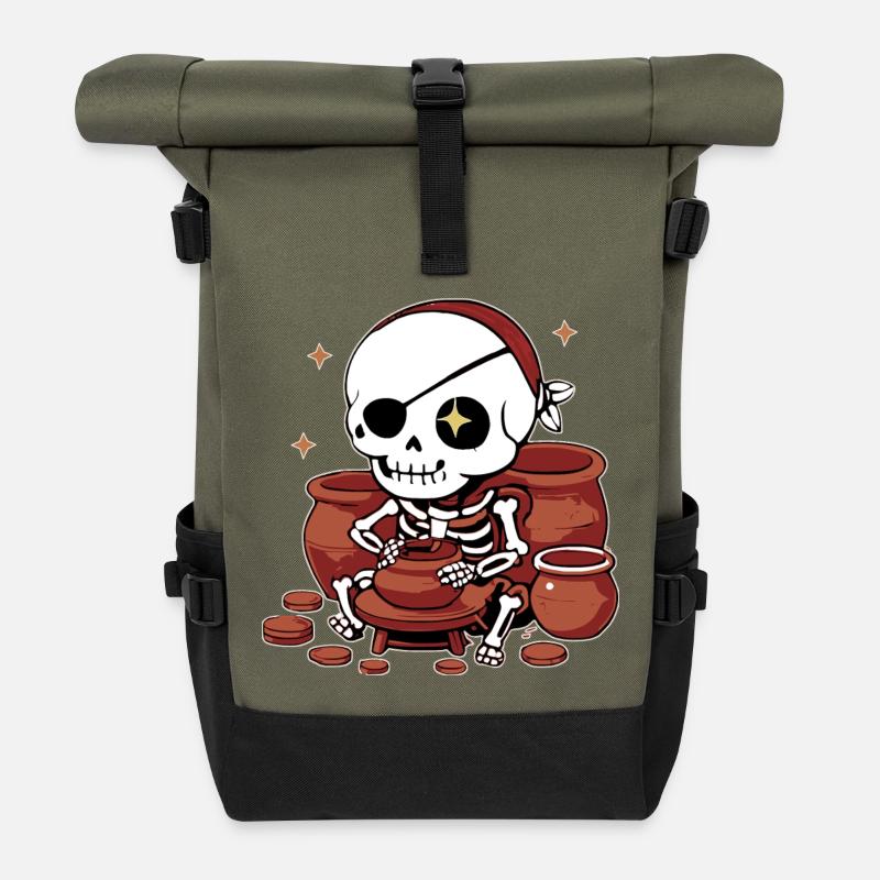 Crafting My Own Treasure – Art Edition - Roll Top Backpack - olive/black