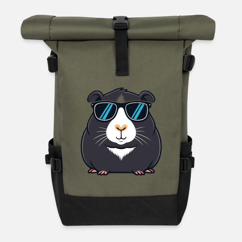 Kapybara Schwarze Kühle Sonnenbrillen - Rolltop Rucksack - Olive/Schwarz