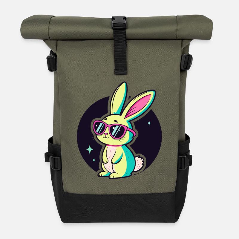 Bunny Neon Chic Sonnenbrillen - Rolltop Rucksack - Olive/Schwarz