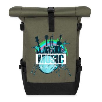 Vibrant Drum Set Splash - Roll Top Backpack - olive/black - Front
