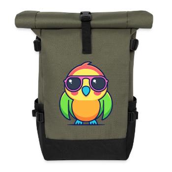 Perroquet néon lunettes rétro - Sac à dos roll top - olive/noir - Devant