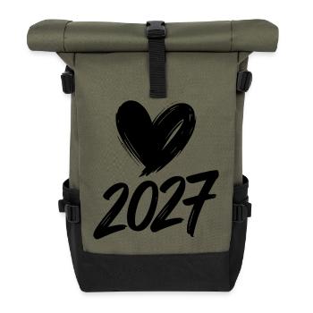 2027 Heart - Roll Top Backpack - olive/black - Front