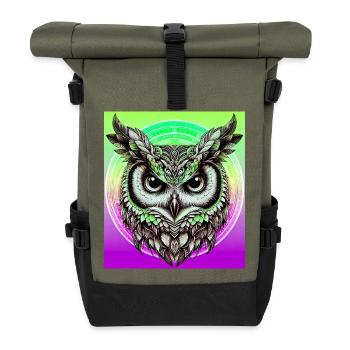 owl - Roll Top Backpack - olive/black - Front