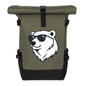 Eisbär Dunkle Brille - Rolltop Rucksack - Olive/Schwarz - Vorne