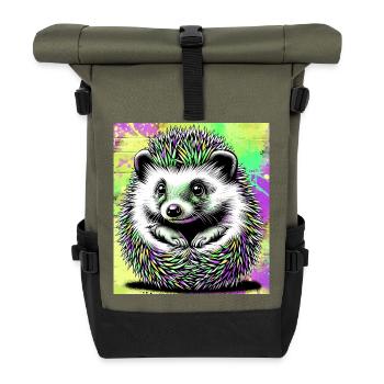 hedgehog - Roll Top Backpack - olive/black - Front