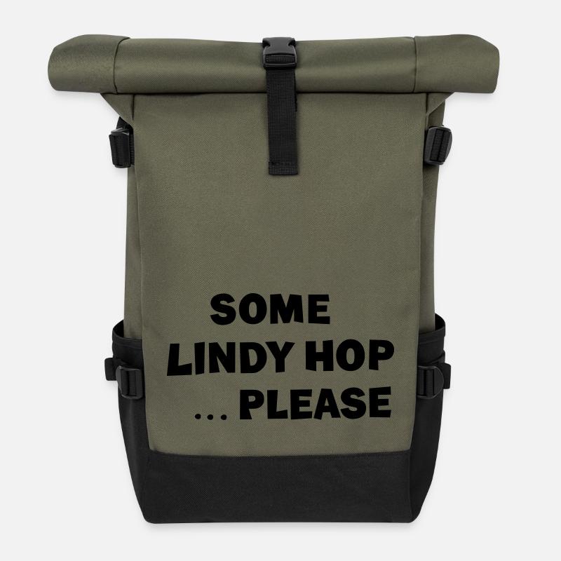 2024 some LindyHop Please . only words for swing - Rolltop Rucksack - Olive/Schwarz