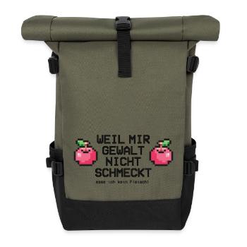 Weil mir Gewalt nicht schmeckt - Rolltop Rucksack - Olive/Schwarz - Vorne