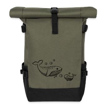 Blubb, blubb kleiner Wal - Rolltop Rucksack - Olive/Schwarz - Vorne