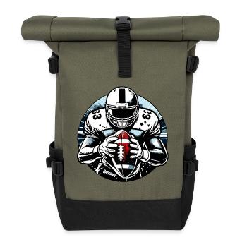 American Football Ball Touchdown - raffstaff ® - Rolltop Rucksack - Olive/Schwarz - Vorne