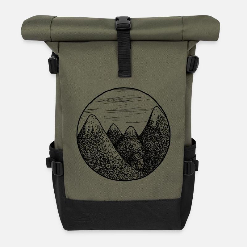 Berglandschaft - Rolltop Rucksack - Olive/Schwarz