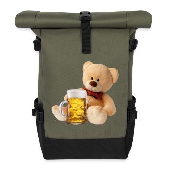 Ours avec bière bière chemise buveur de bière - Sac à dos roll top - olive/noir - Devant