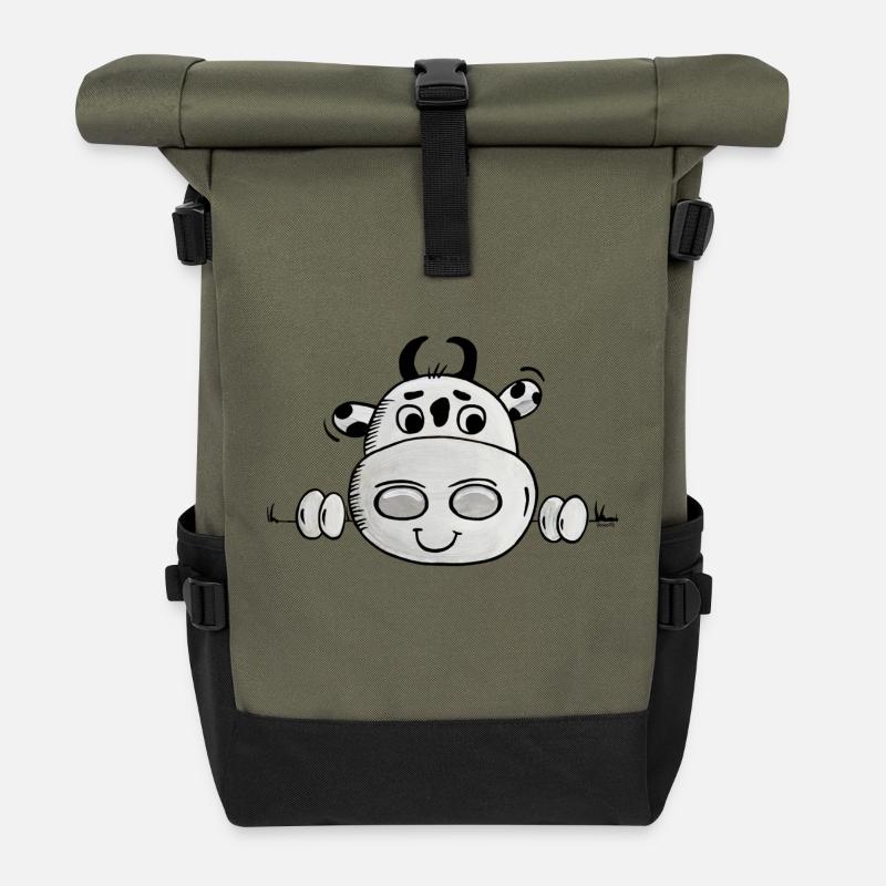 Vache regards - Sac à dos roll top - olive/noir