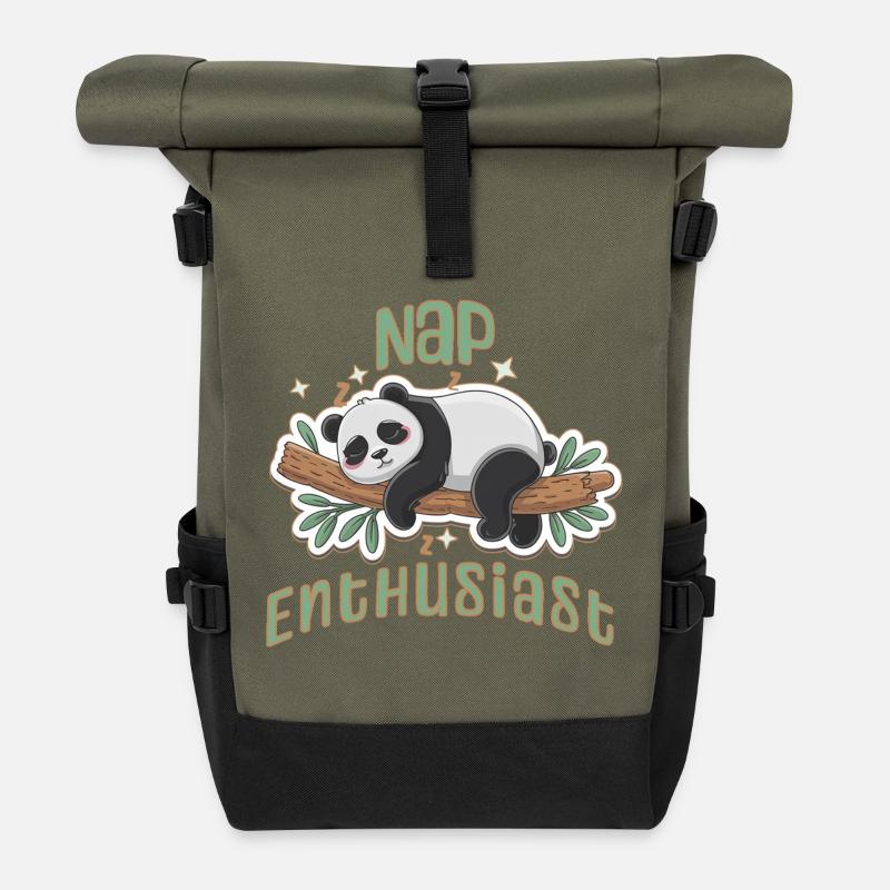 „Nap Enthusiast“ - Rolltop Rucksack - Olive/Schwarz