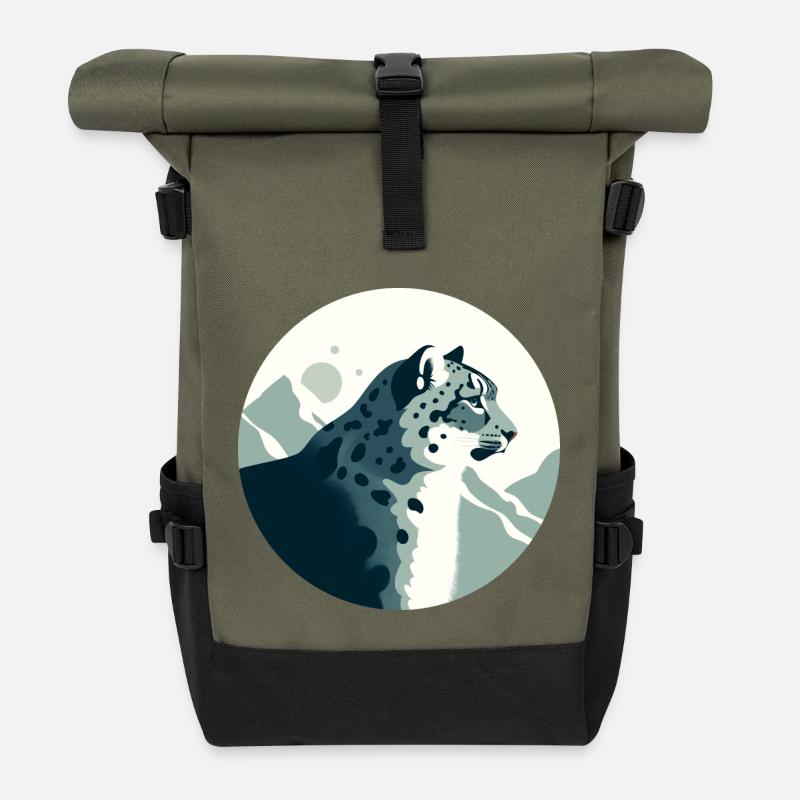 Schneeleopard - Rolltop Rucksack - Olive/Schwarz