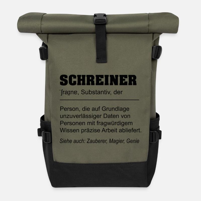 Lustige Definition Beruf Schreiner - Rolltop Rucksack - Olive/Schwarz