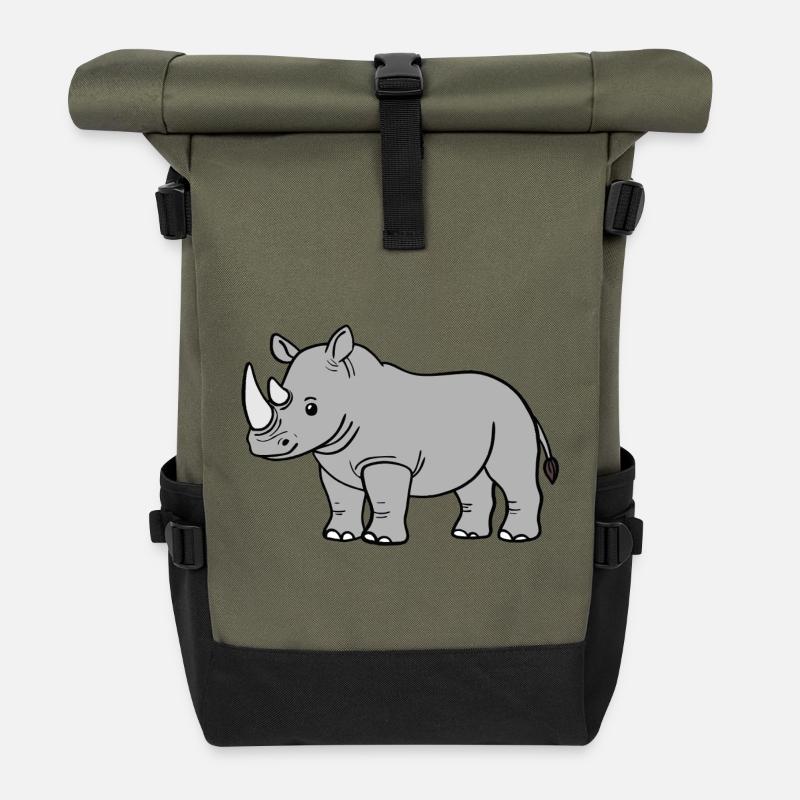 Nashorn Nashörner - Rolltop Rucksack - Olive/Schwarz