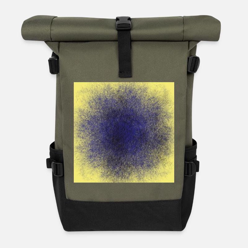 Blauer runder Punkt mit Gelben Hintergrund - Rolltop Rucksack - Olive/Schwarz