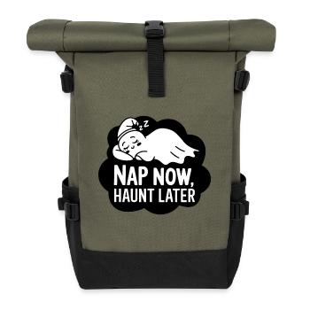 Nap Now, Haunt Later - Roll Top Backpack - olive/black - Front
