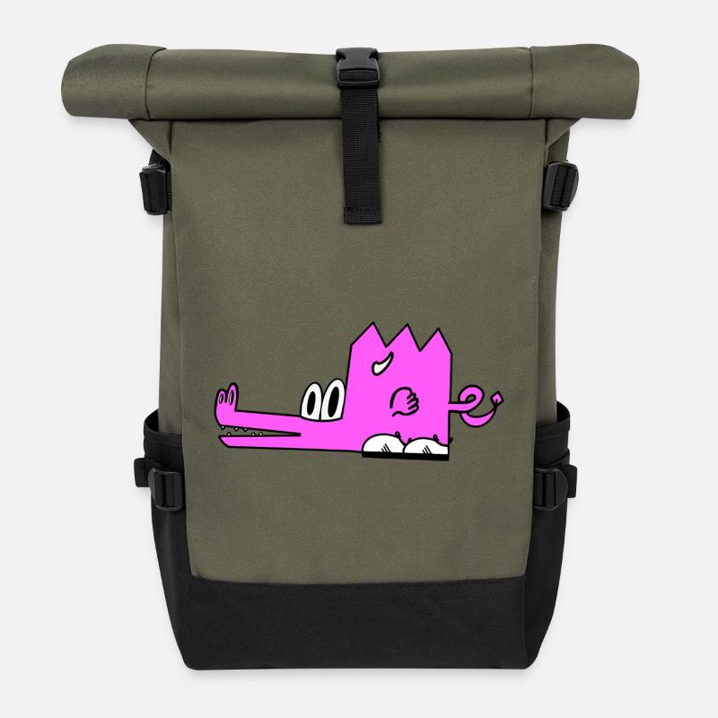 Zareth the dragon - Roll Top Backpack - olive/black