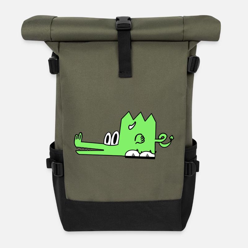 Emberon, der Drache - Rolltop Rucksack - Olive/Schwarz