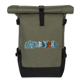 Punker Wiederstand Anarchy Anarchist - Rolltop Rucksack - Olive/Schwarz - Vorne