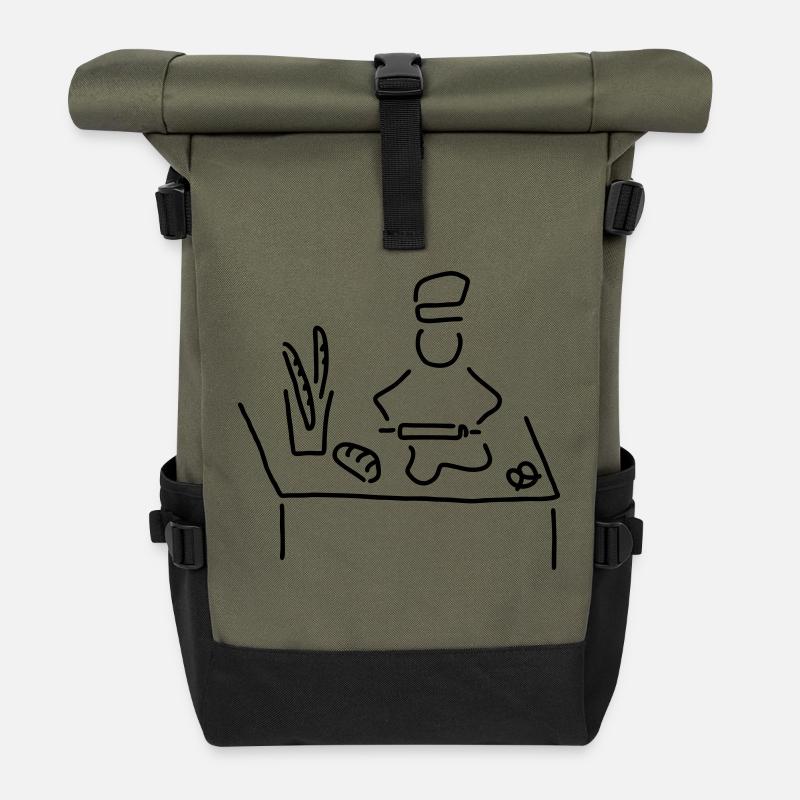 brot backen - Rolltop Rucksack - Olive/Schwarz