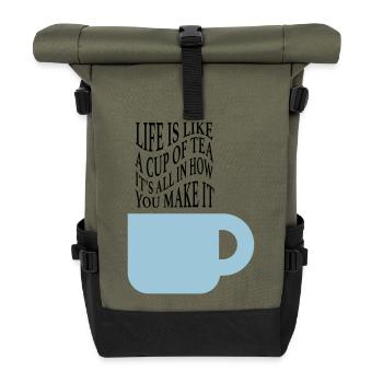 La vie comme le thé - Sac à dos roll top - olive/noir - Devant