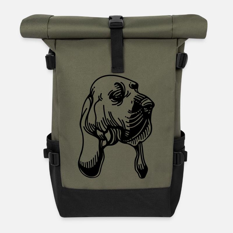 Bloodhound - Hunderasse - Rolltop Rucksack - Olive/Schwarz