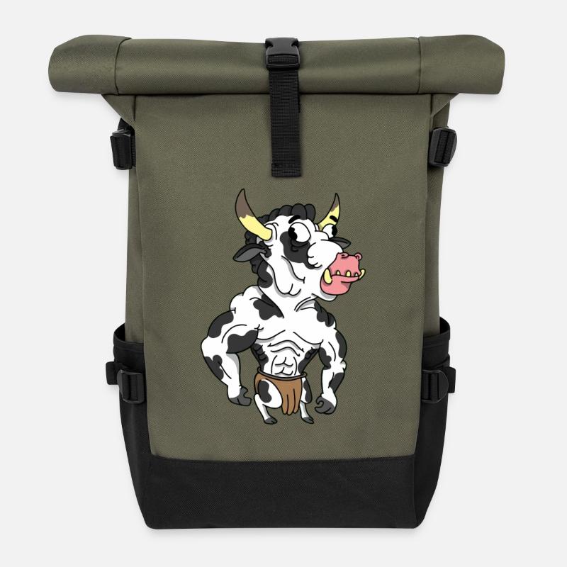 Vache Bull - Sac à dos roll top - olive/noir