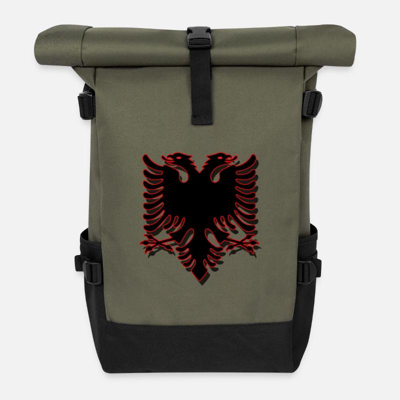 DOUBLE ADLER ALBANIA / Le drapeau de Skanderbeg - Sac à dos roll top - olive/noir